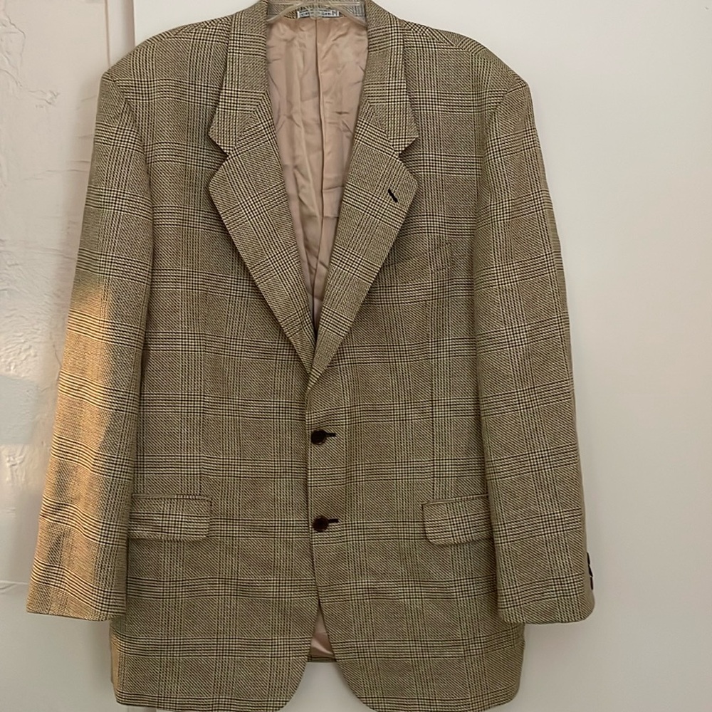 3 for $25! Gruppo GFT Men’s Brown Plaid Silk Wool blazer,‎ size 42 (L)